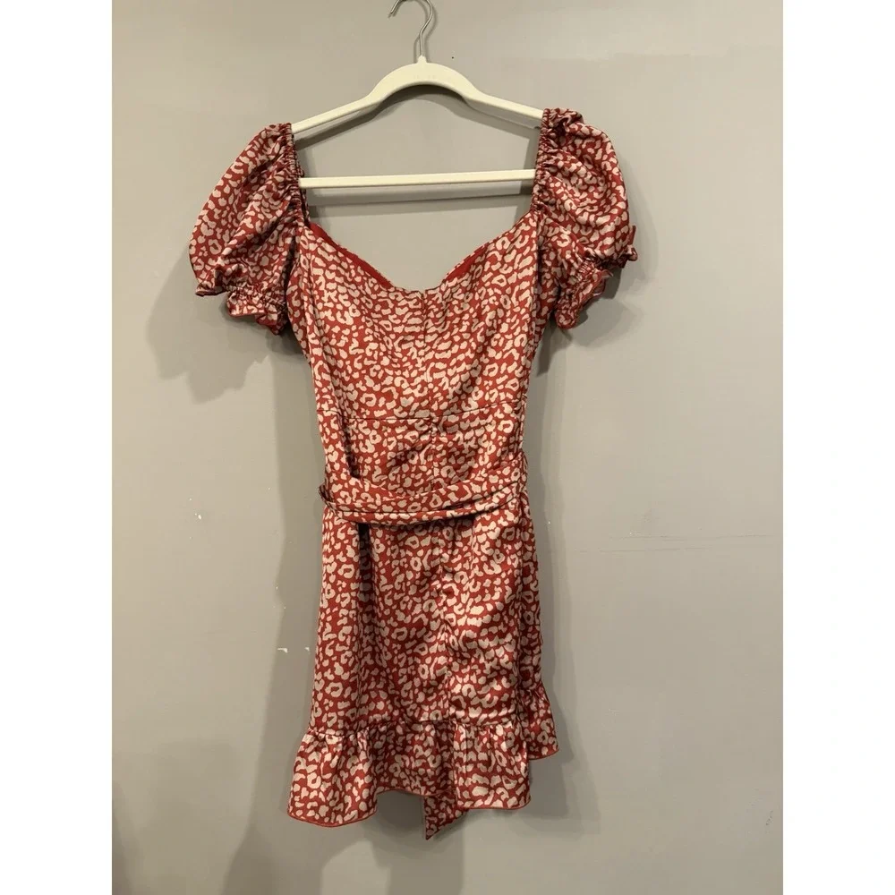 Revolve Majorelle Shiloh Leopard Print Mini Dress In‎ Red Size L
